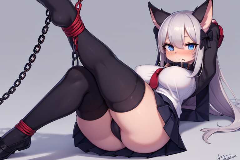 サンプル画像6:【微エロ】フェチコレVol.12 拘束された制服姿の獣娘のパンチラコレクション【ケモミミ娘編】(満点星) [d_346457]