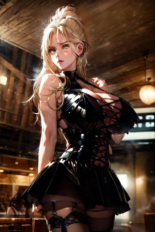 サンプル画像1:爆乳AIブラックドレス1(AI出版) [d_346545]