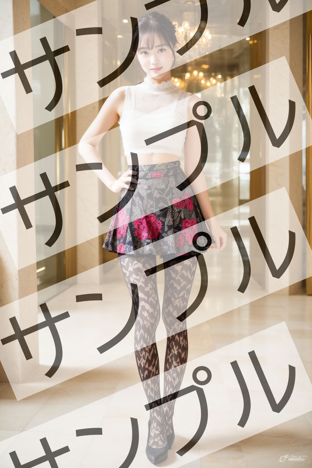 サンプル画像4:柄ストッキングを履いたミニスカ美人OL – Beautiful office lady in miniskirt wearing patterned stockings -(あらぶるま) [d_346724]