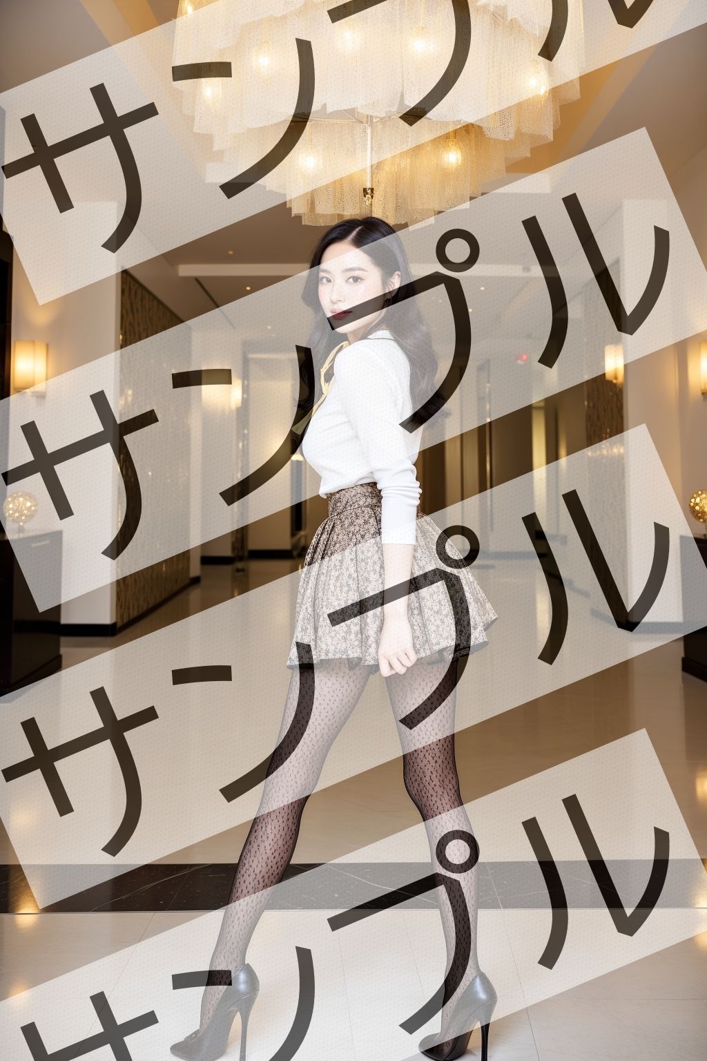 サンプル画像5:柄ストッキングを履いたミニスカ美人OL – Beautiful office lady in miniskirt wearing patterned stockings -(あらぶるま) [d_346724]