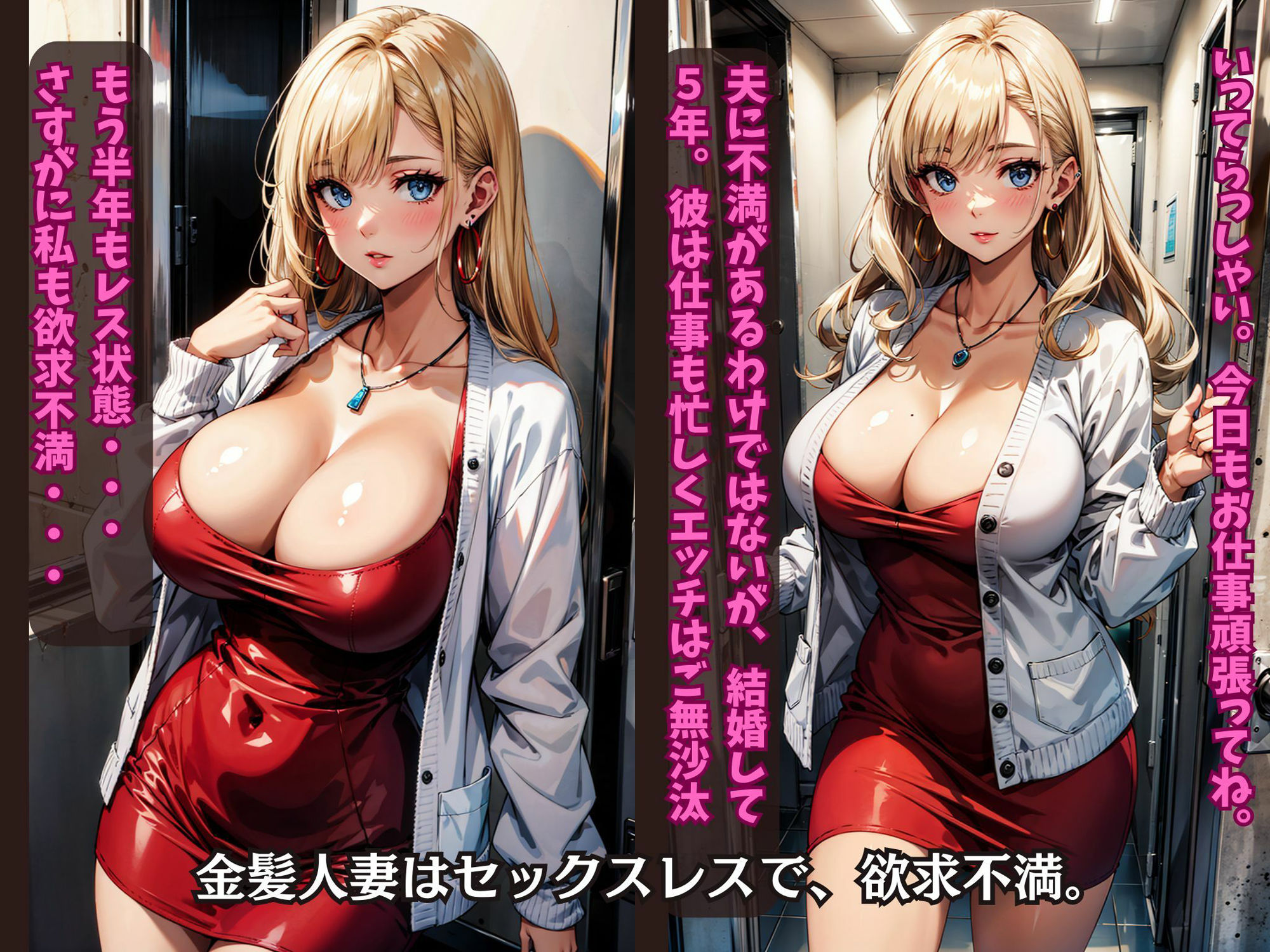 サンプル画像2:金髪人妻は欲求不満。お隣の大学生を連れ込み、中出し不倫セックスにどハマり中。(okita) [d_346884]