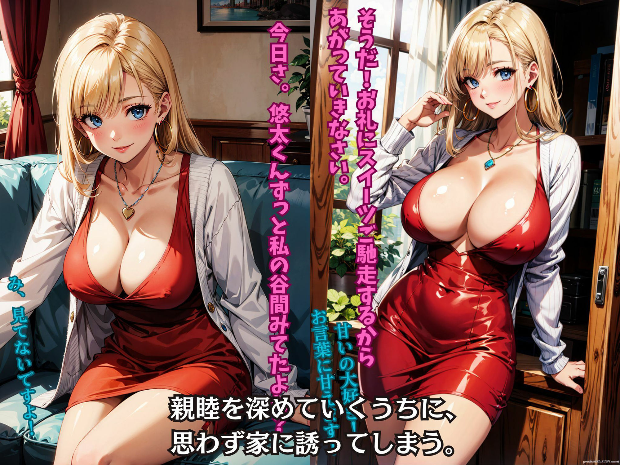 サンプル画像4:金髪人妻は欲求不満。お隣の大学生を連れ込み、中出し不倫セックスにどハマり中。(okita) [d_346884]