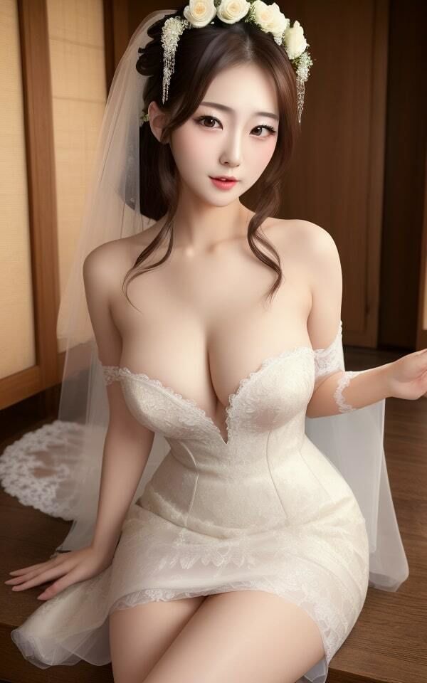 サンプル画像2:痴女の花嫁！！ 初夜まで待てずにウエディングドレス姿で‥(風魔小太郎Jr) [d_347047]