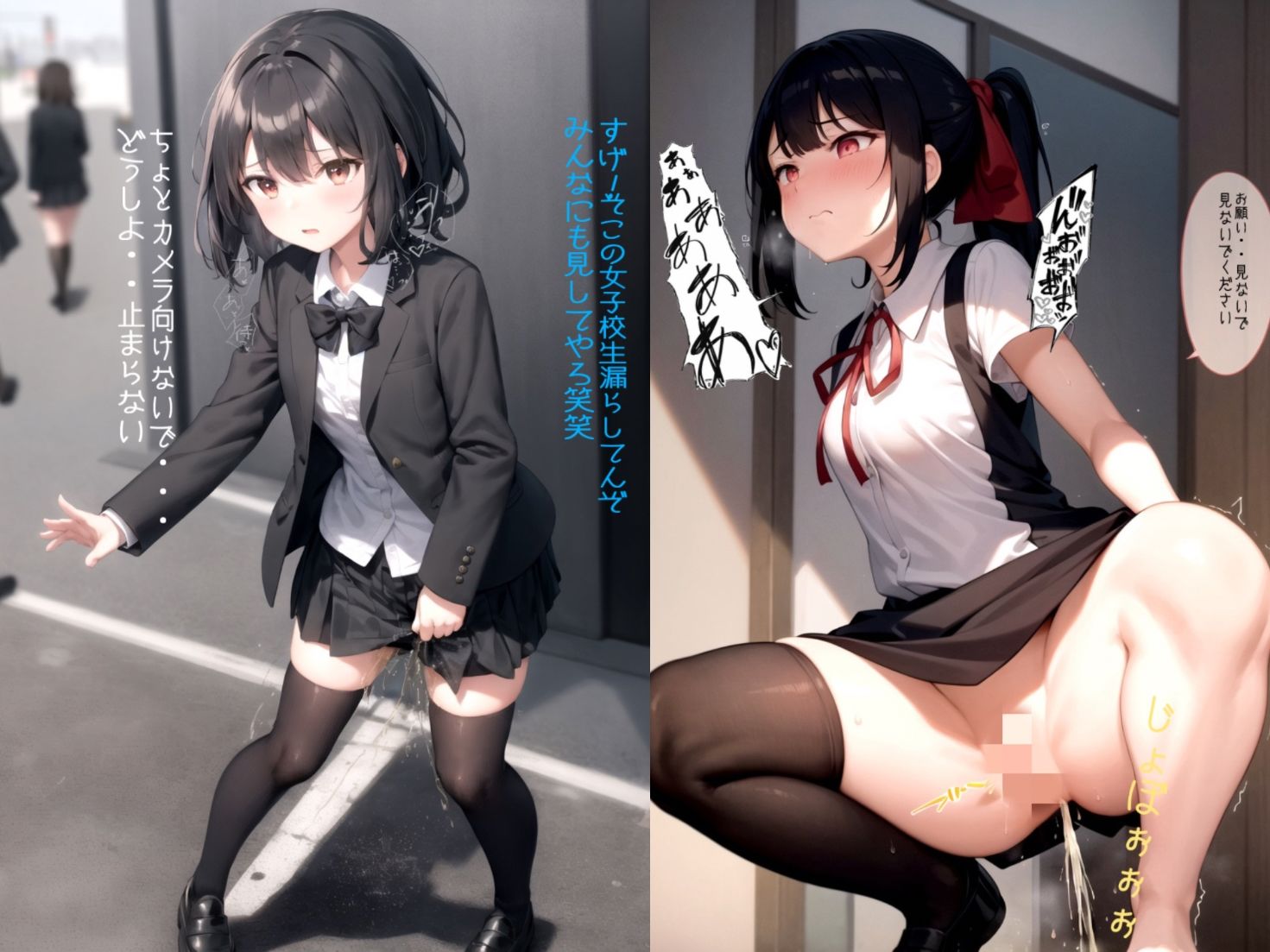 サンプル画像3:発育途中の女子校生 みんなの前でお漏らしプレイ(AI美女制作サークル) [d_347568]