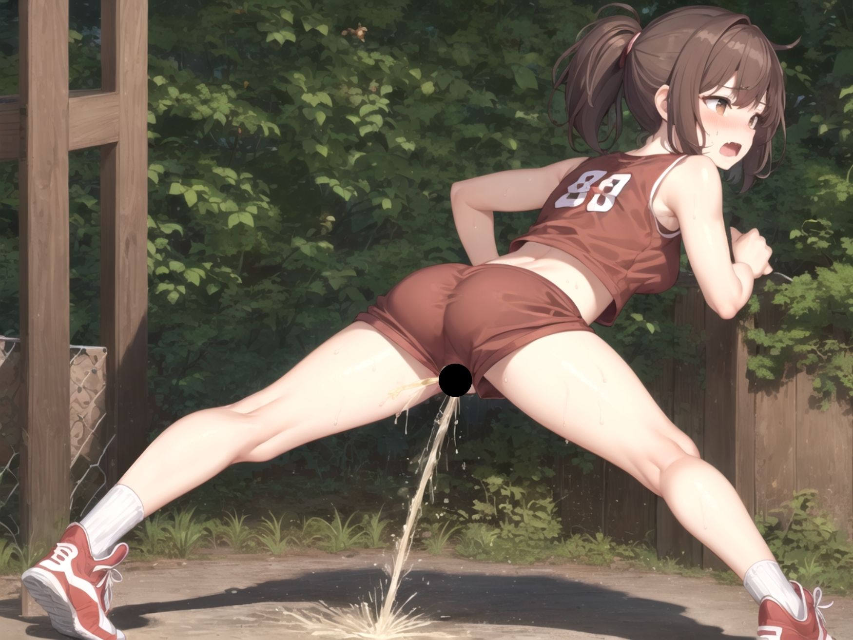 サンプル画像4:発育途中の女子校生 みんなの前でお漏らしプレイ(AI美女制作サークル) [d_347568]