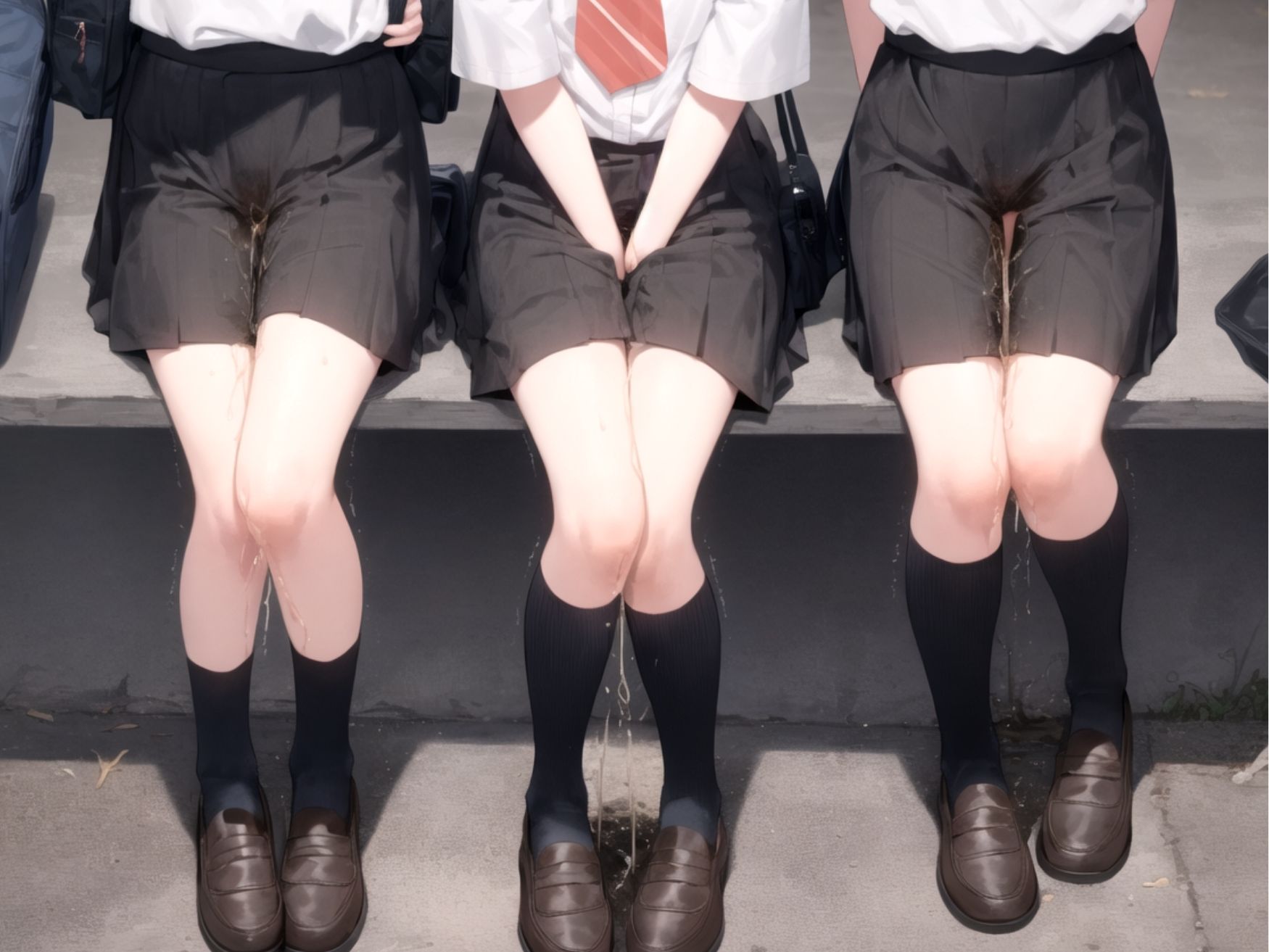 サンプル画像5:発育途中の女子校生 みんなの前でお漏らしプレイ(AI美女制作サークル) [d_347568]