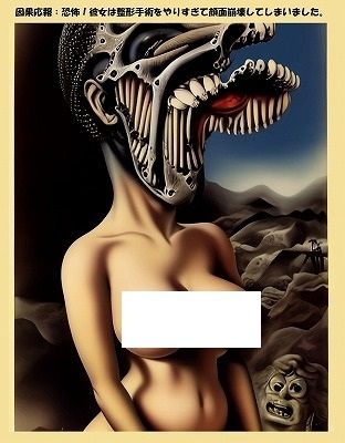 サンプル画像1:諷刺画:この巨乳女は、整形手術のし過ぎで顔面崩壊してしまいました。(MUTANTITS) [d_347704]