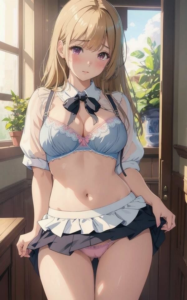 サンプル画像2:妄想・制服 金髪美女 パンチラ誘惑 52枚収録(妄想性癖) [d_348228]