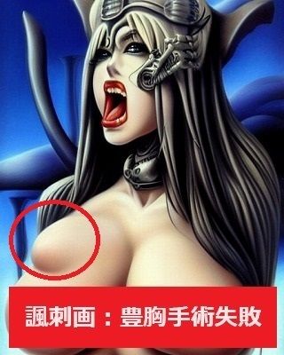 サンプル画像1:諷刺画:この巨乳娘は豊胸手術に失敗したようですが、美女であることに変わりはありません。(MUTANTITS) [d_348518]
