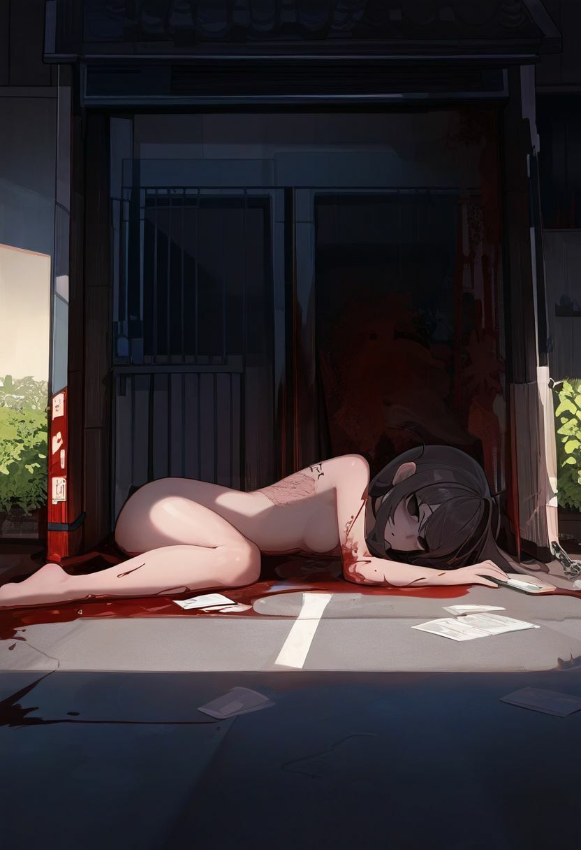 サンプル画像5:ホラー美少女集｜死ぬほど辛い女の子たちの末路は傷ついた上に打ち捨てられ……（エログロ、自殺、死体、屍姦、血液、流血）イラスト500枚(絵師たか) [d_348628]