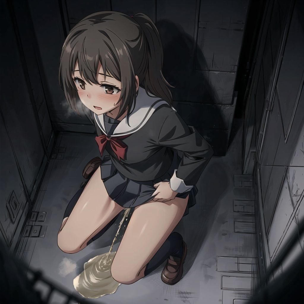 サンプル画像3:見られちゃった…野外おしっこ女子◯生（アニメ絵）(AZワークス) [d_348899]