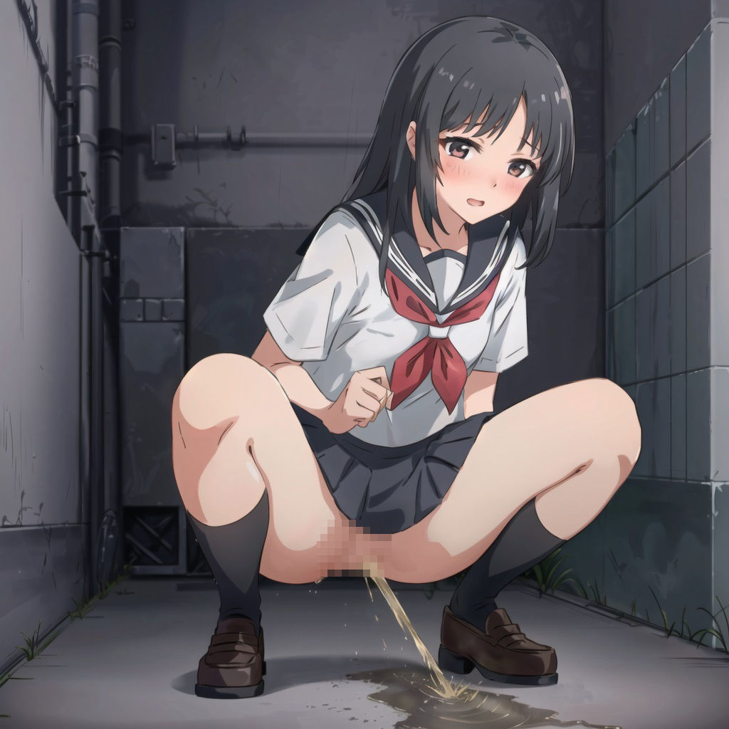 サンプル画像4:見られちゃった…野外おしっこ女子◯生（アニメ絵）(AZワークス) [d_348899]