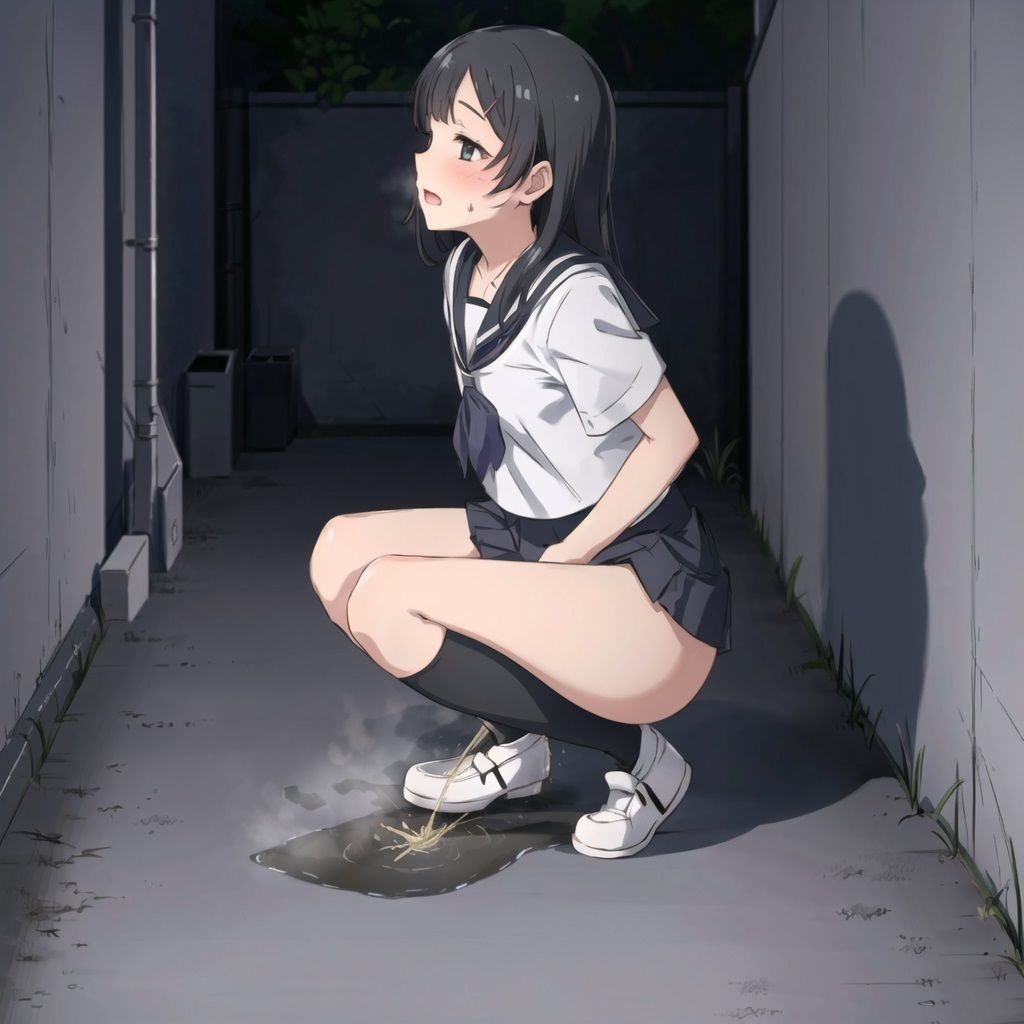 サンプル画像6:見られちゃった…野外おしっこ女子◯生（アニメ絵）(AZワークス) [d_348899]