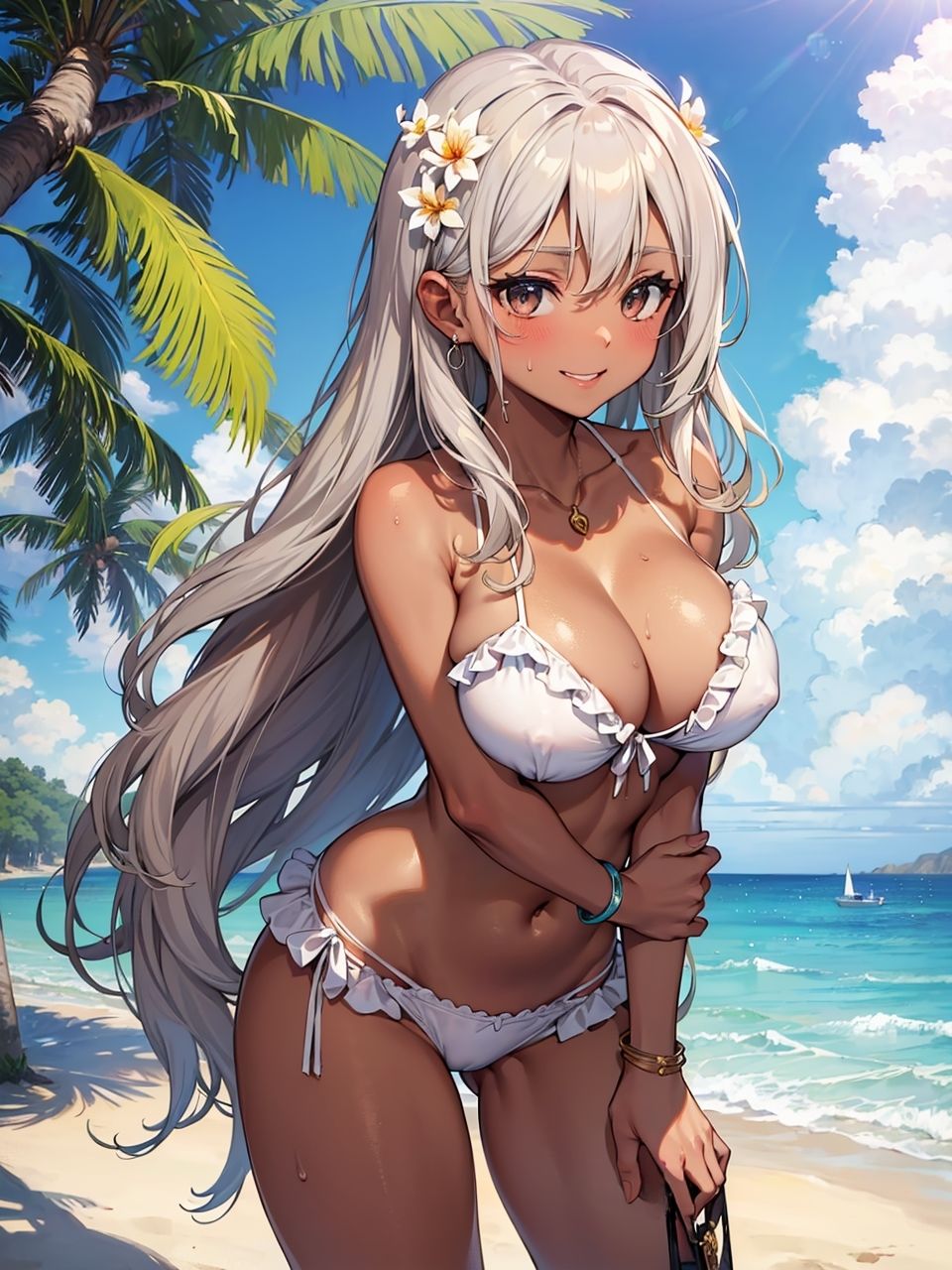 サンプル画像2:オタクに優しいギャルな彼女（実は処女）と海に来たCG集(妄想サチュレーション) [d_348995]