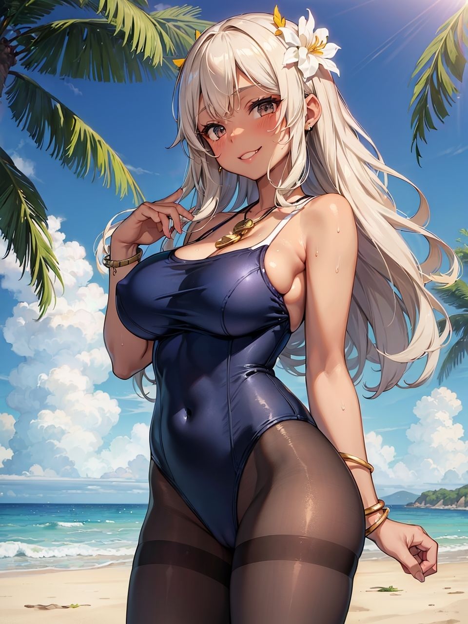 サンプル画像3:オタクに優しいギャルな彼女（実は処女）と海に来たCG集(妄想サチュレーション) [d_348995]