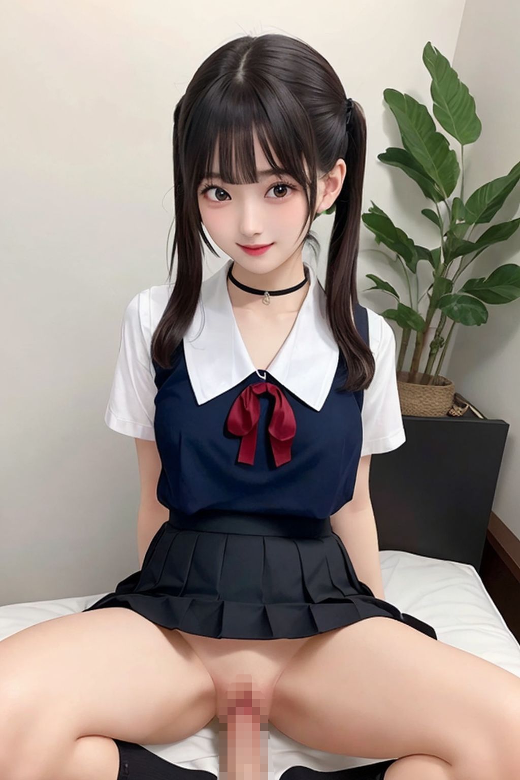 サンプル画像6:開脚女子校生 ツインテール編(AI娘堂) [d_349013]