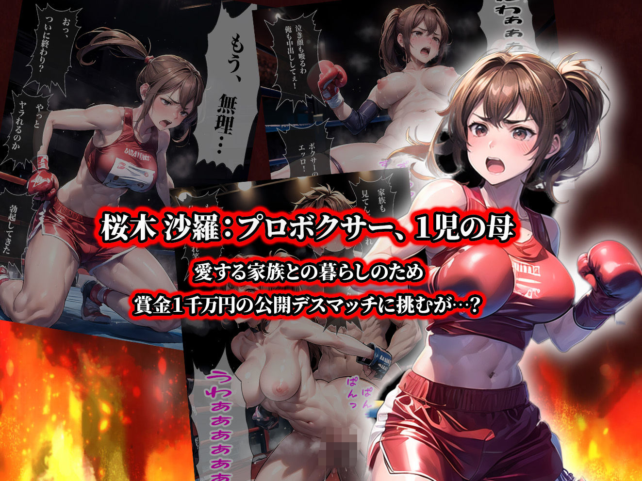 サンプル画像2:負けたら即中出しセックス 4人の格闘女子が徹底的に●される話【セリフ付き】(aiもみむ出版) [d_349108]