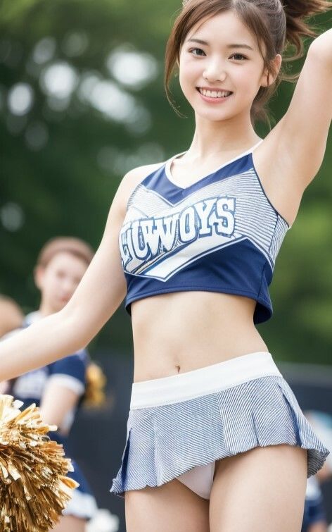 サンプル画像1:目線が奪われてしまうチアガールの美女 AIグラビア写真集 AI生成(デジタル・ヴィジョン・メディア) [d_349139]
