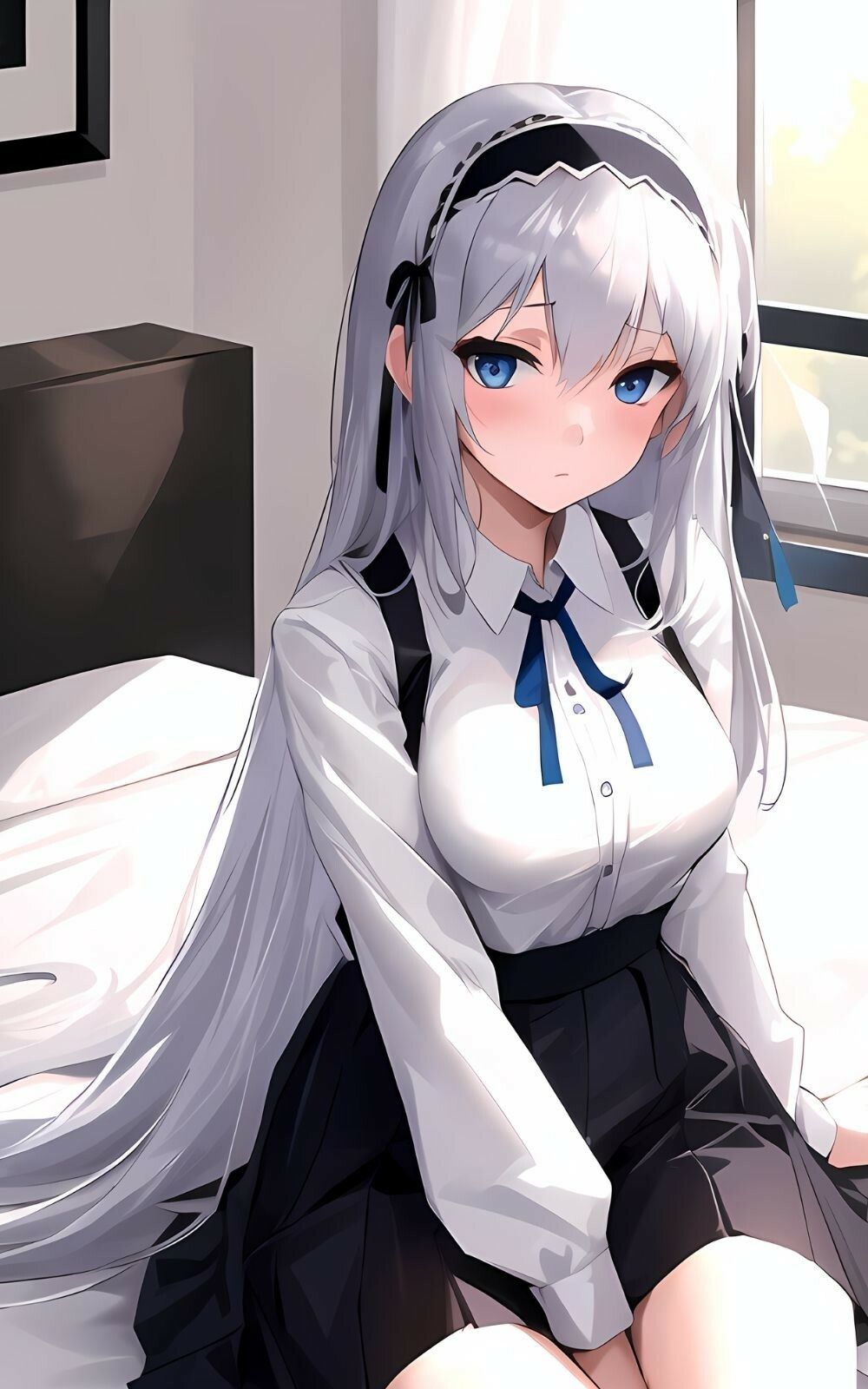 サンプル画像1:銀髪ロングハーフ女子校生とえちえちライフ(想空アイ) [d_349215]