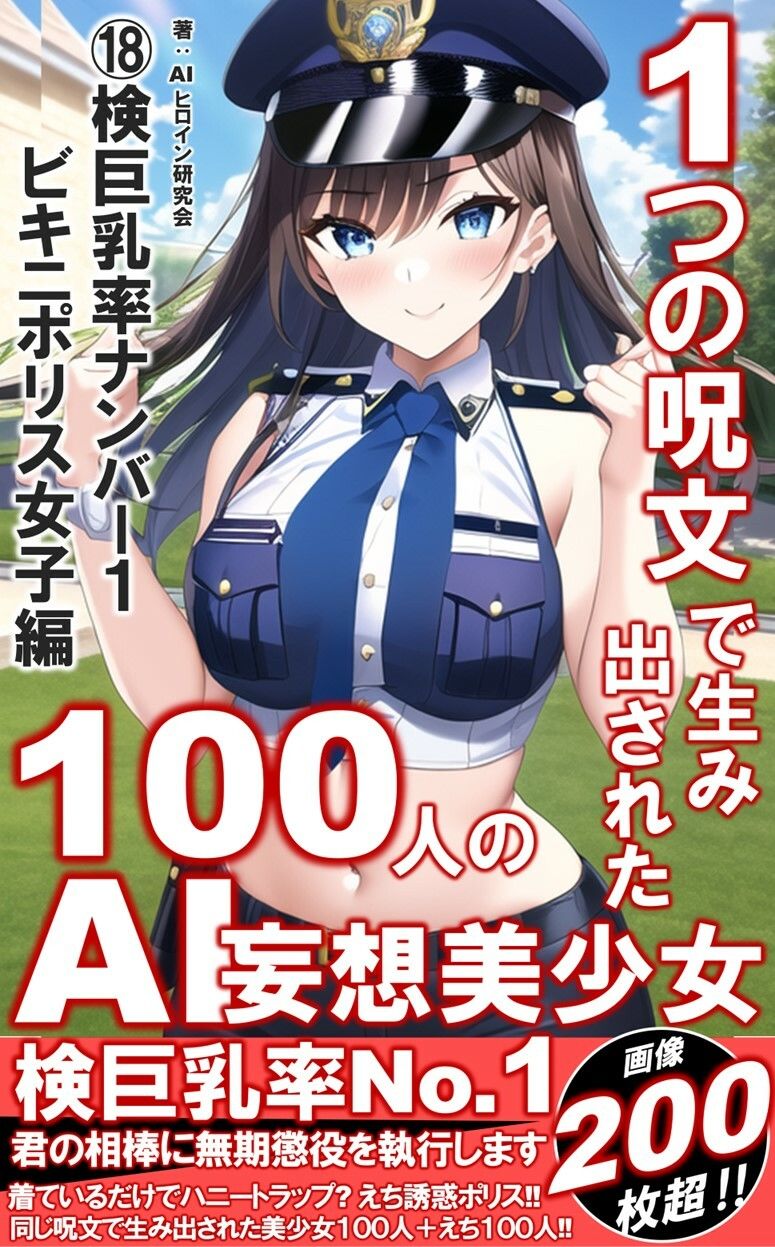 サンプル画像1:1つの呪文で生み出された100人のAI妄想美少女-18【検巨乳率No.1！ビキニポリス女子】(AIヒロイン研究会) [d_349282]