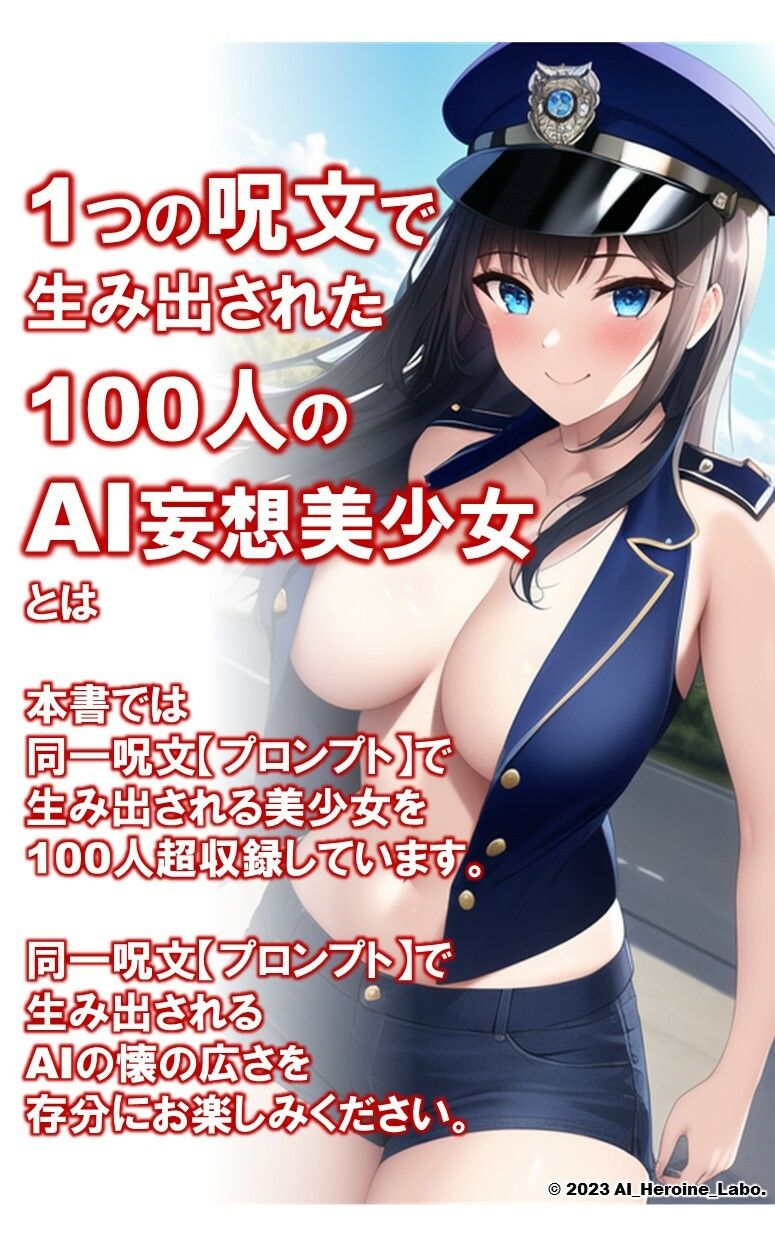 サンプル画像2:1つの呪文で生み出された100人のAI妄想美少女-18【検巨乳率No.1！ビキニポリス女子】(AIヒロイン研究会) [d_349282]