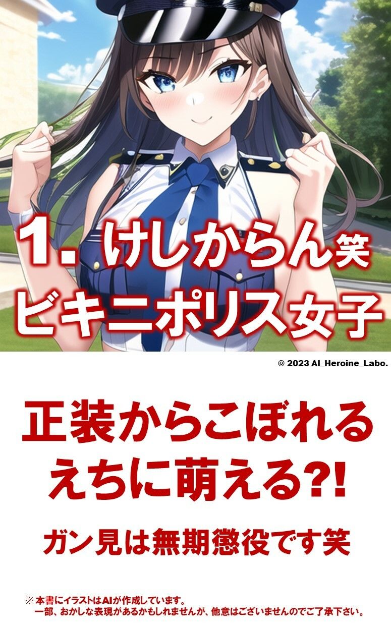 サンプル画像5:1つの呪文で生み出された100人のAI妄想美少女-18【検巨乳率No.1！ビキニポリス女子】(AIヒロイン研究会) [d_349282]