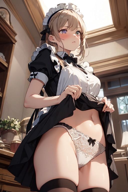 サンプル画像2:【微エロ】見上げるパンチラメイド（ミニスカ・ローアングル）【総枚252数】(満点星) [d_349510]