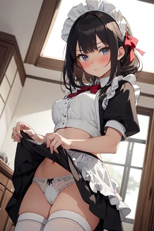 サンプル画像3:【微エロ】見上げるパンチラメイド（ミニスカ・ローアングル）【総枚252数】(満点星) [d_349510]