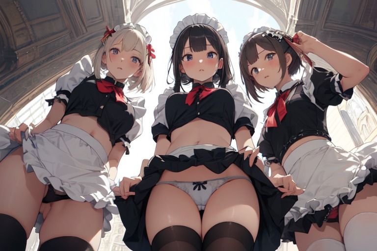 サンプル画像4:【微エロ】見上げるパンチラメイド（ミニスカ・ローアングル）【総枚252数】(満点星) [d_349510]