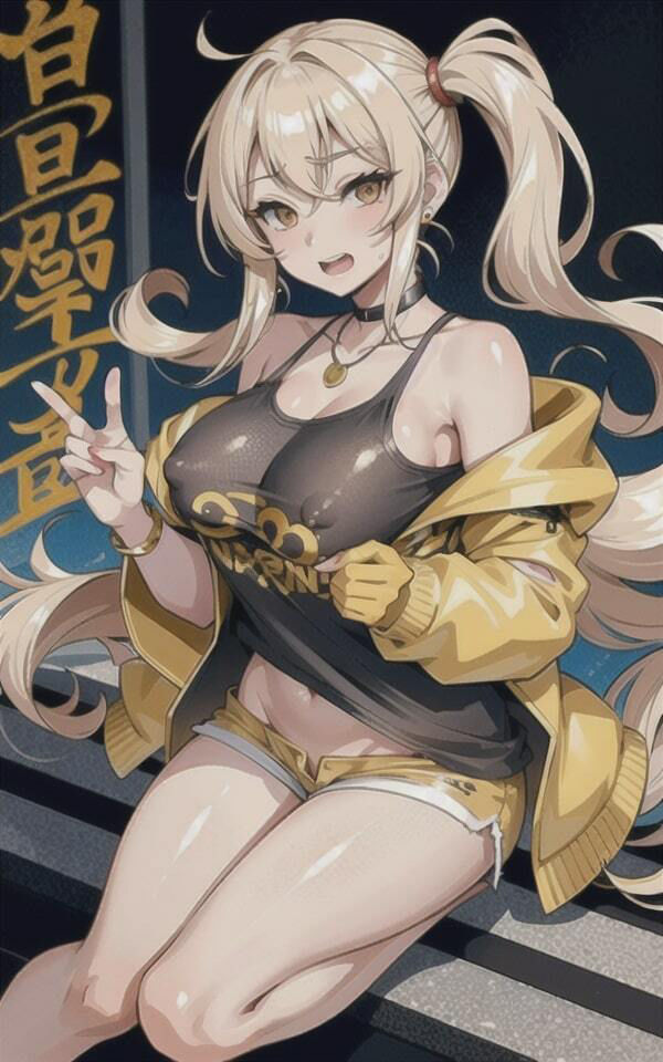 サンプル画像1:街で露出したい金髪美女(ぷにぷに) [d_349767]