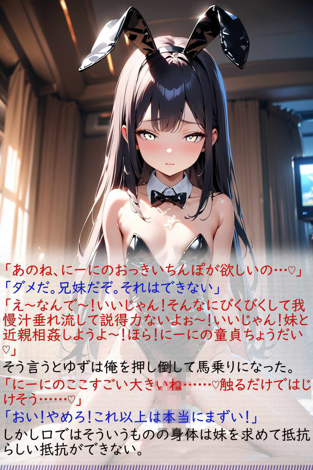 サンプル画像4:妹の貧乳バニーコスで勃起したら一線越えてしまった件(貧乳いちごみるく) [d_350024]