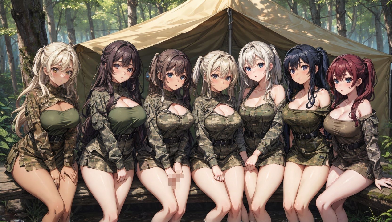 サンプル画像2:ハーレム野営キャンプ(だらしない体) [d_350069]