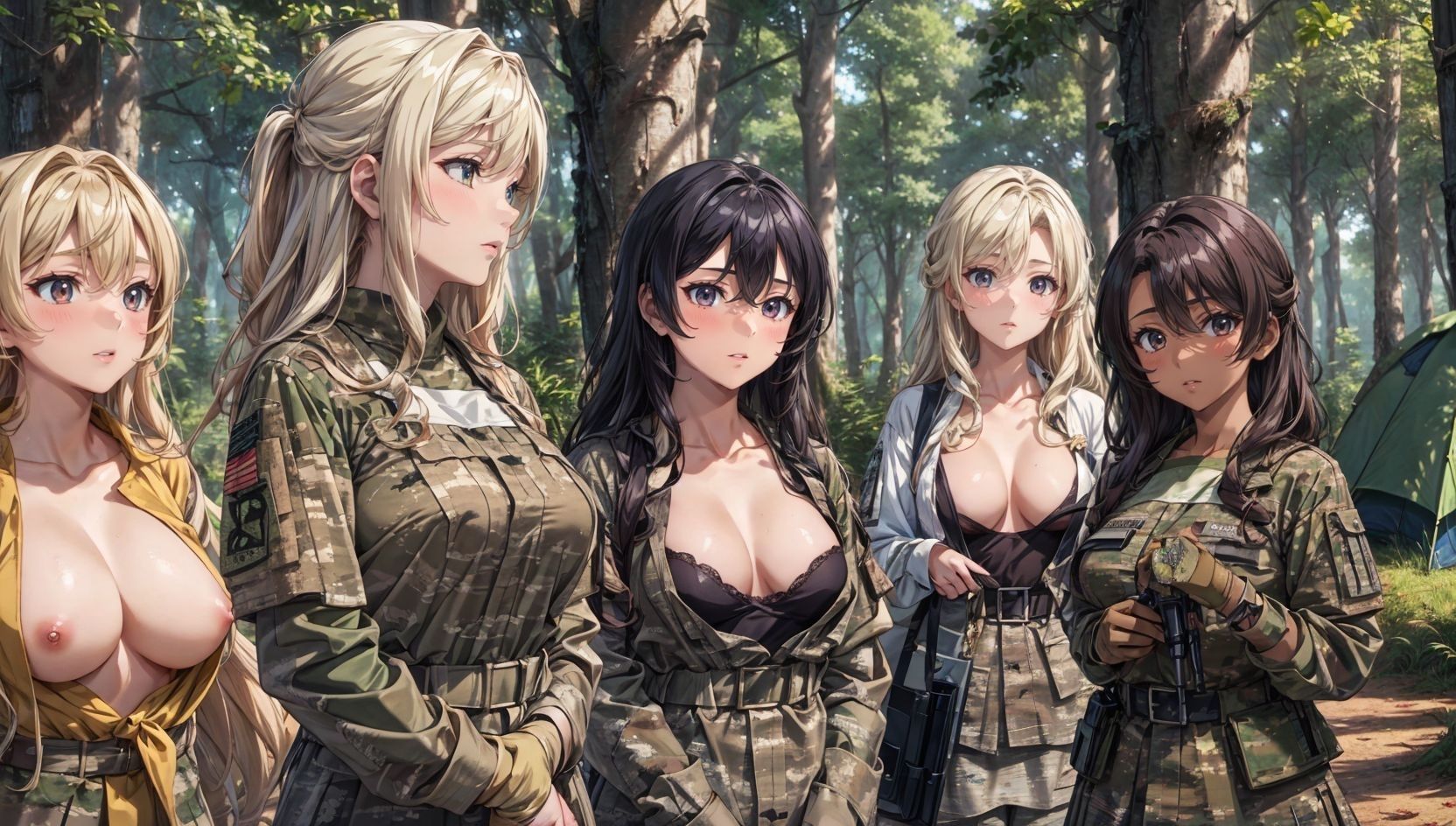 サンプル画像3:ハーレム野営キャンプ(だらしない体) [d_350069]