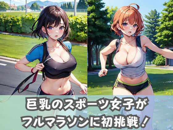 サンプル画像1:【巨乳スポーツ女子】ノーブラ美少女がフルマラソンに参加！乳首フル勃起の爆乳がぶるんぶるん！(美女AIコレクション) [d_350105]