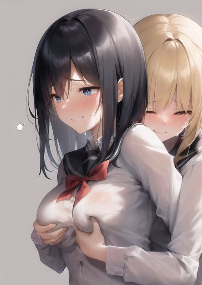 サンプル画像3:【旧作品その1】背後から胸揉み イラスト集(夜と林檎（AIイラスト）) [d_350140]