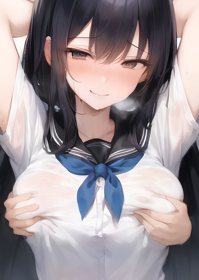 サンプル画像5:【旧作品その1】背後から胸揉み イラスト集(夜と林檎（AIイラスト）) [d_350140]