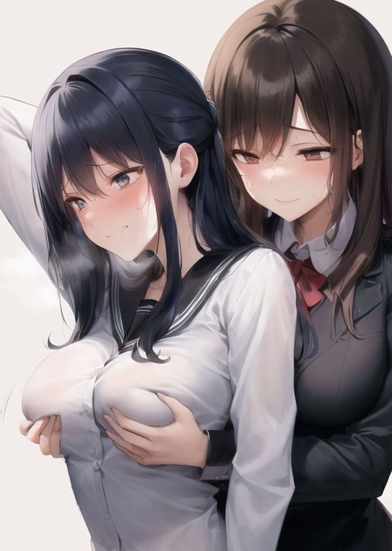 サンプル画像3:【旧作品その2】背後から胸揉み イラスト集(夜と林檎（AIイラスト）) [d_350157]