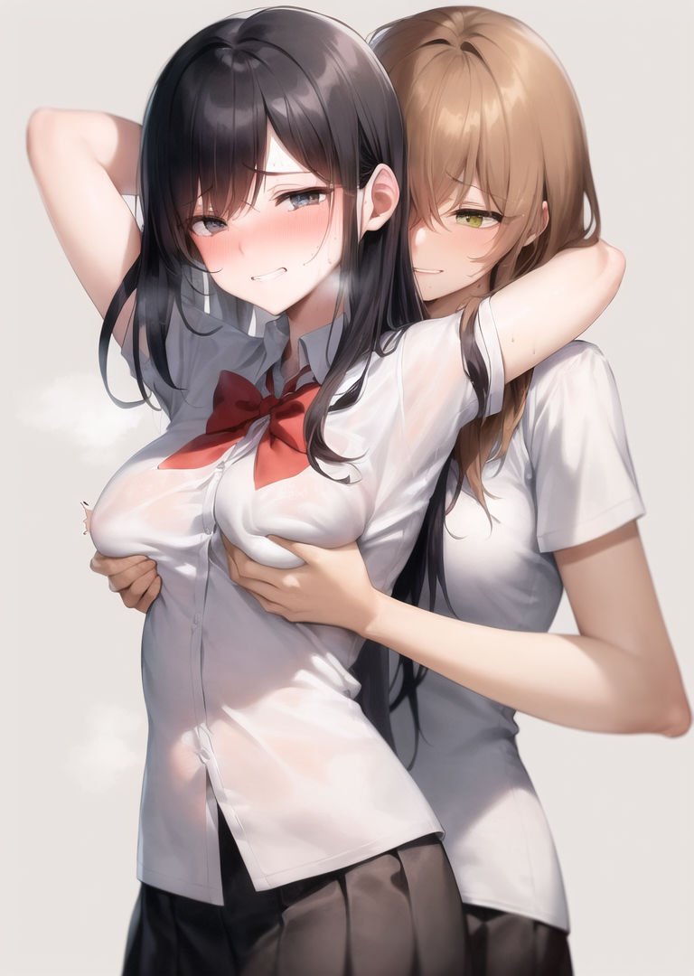 サンプル画像4:【旧作品その2】背後から胸揉み イラスト集(夜と林檎（AIイラスト）) [d_350157]