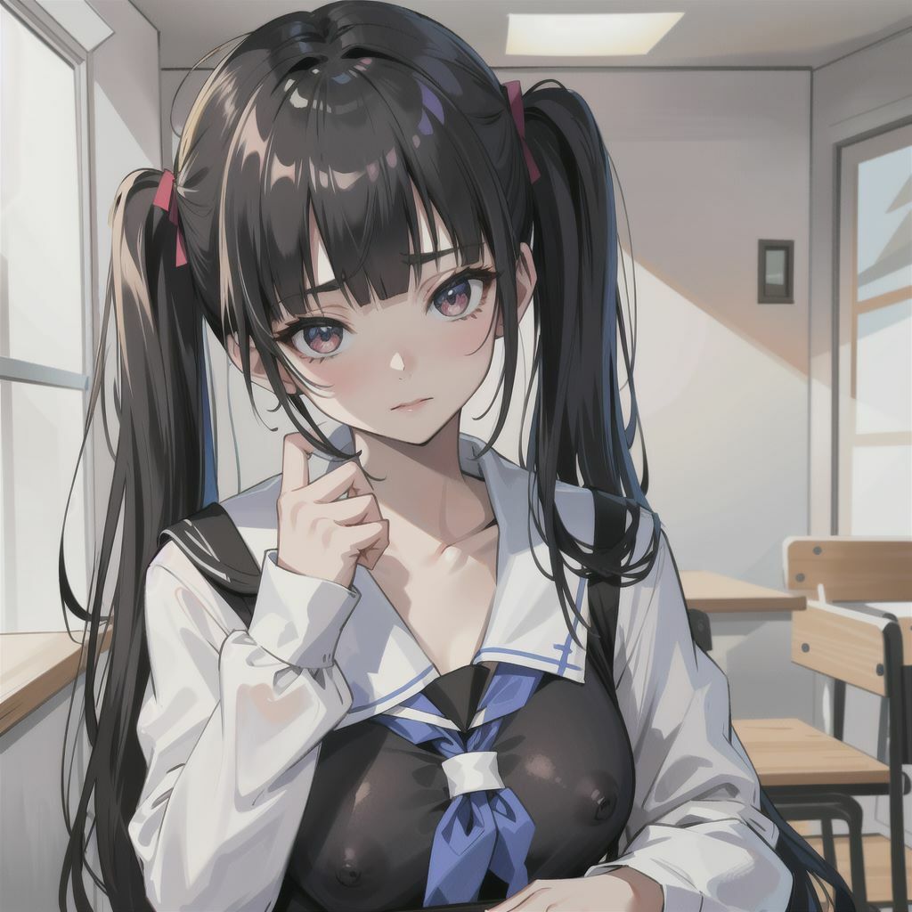 サンプル画像2:ツインテールの巨乳美少女がブラ忘れてます！(yuujin) [d_350224]