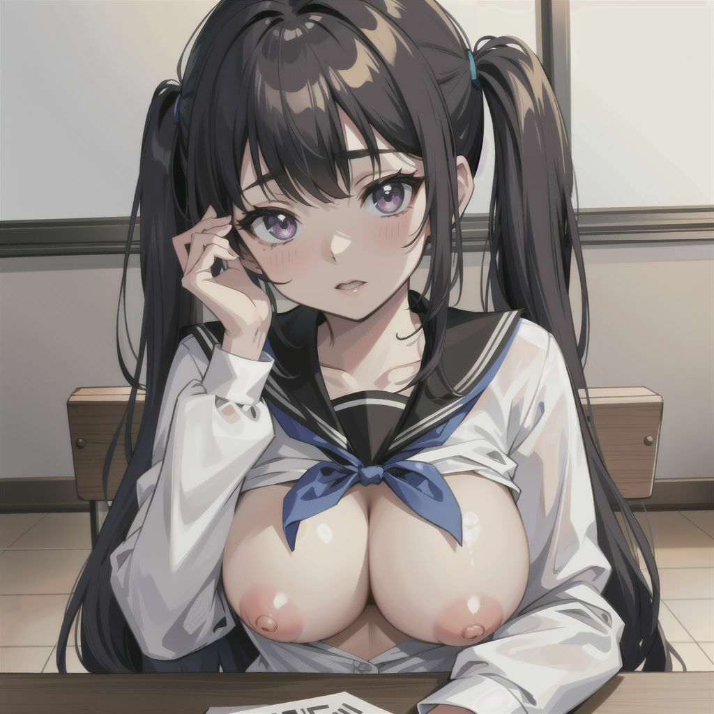 サンプル画像4:ツインテールの巨乳美少女がブラ忘れてます！(yuujin) [d_350224]