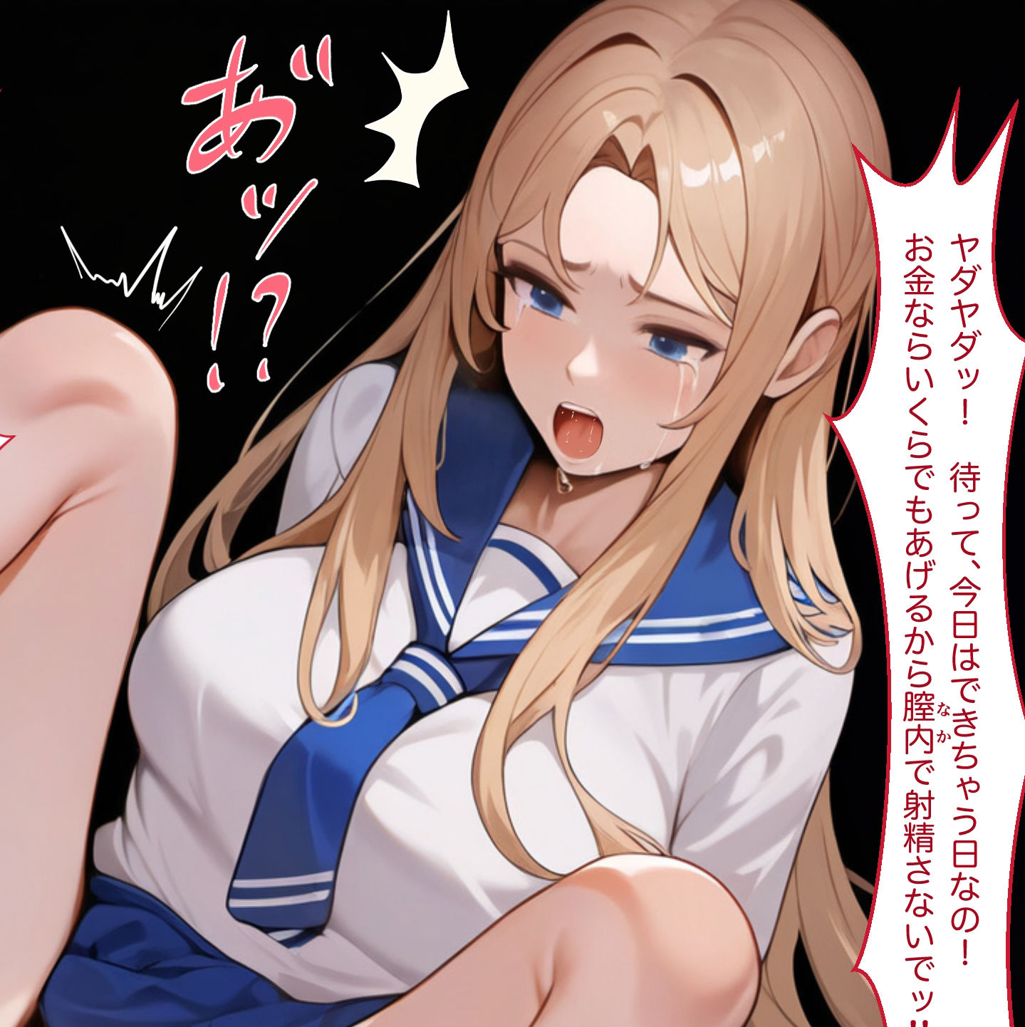 サンプル画像5:金髪ロング制服女子が拒否るも出されちゃうけしからんイラスト集(アインターナルショット) [d_350274]