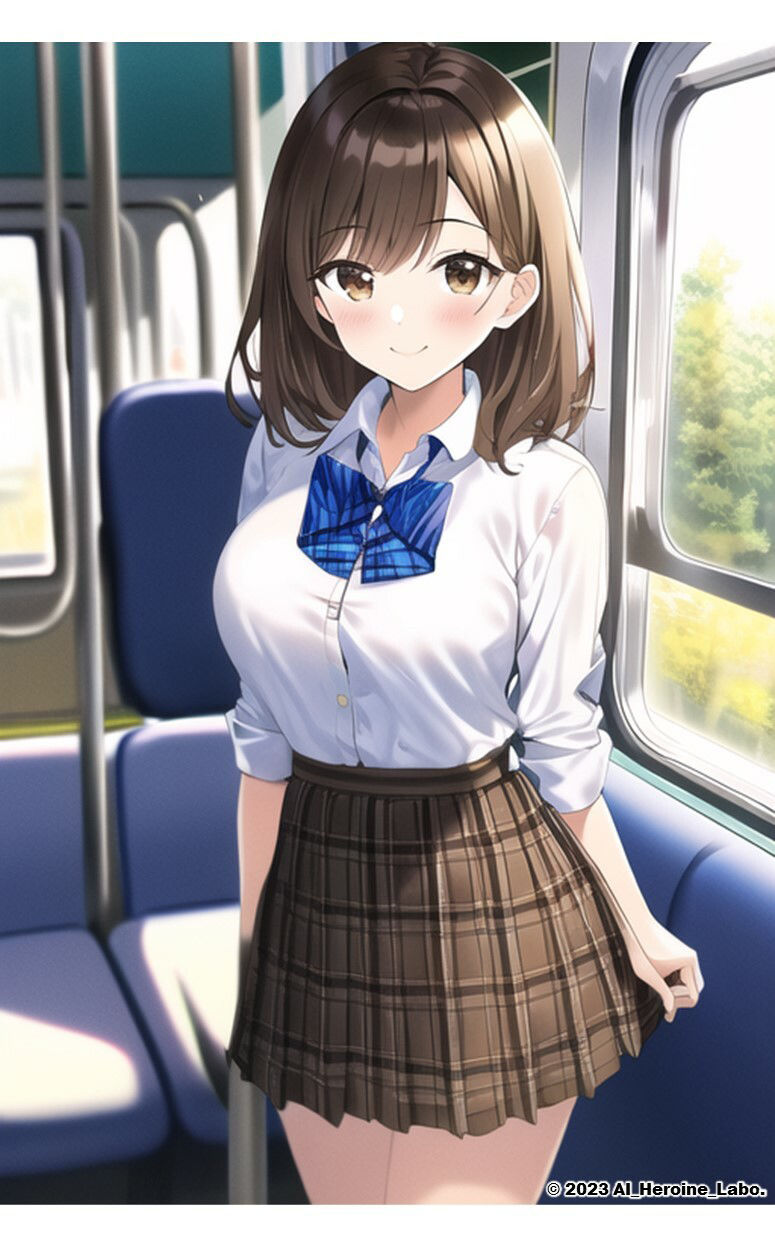 サンプル画像5:1つの呪文で生み出された100人のAI妄想美少女-20【電車で気になるJK白シャツ女子編】(AIヒロイン研究会) [d_350489]