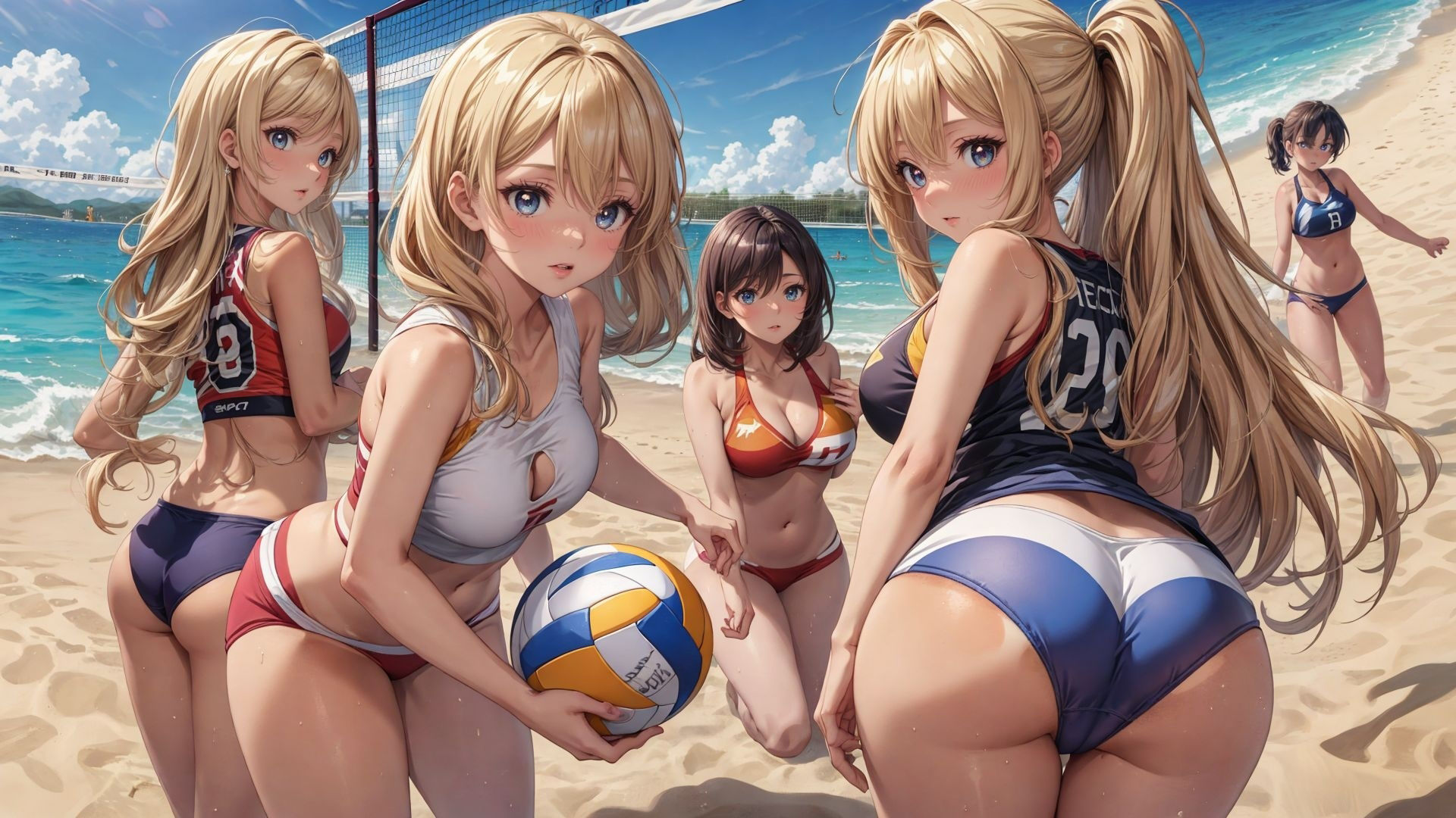 サンプル画像2:ビーチバレー合宿(だらしない体) [d_350528]