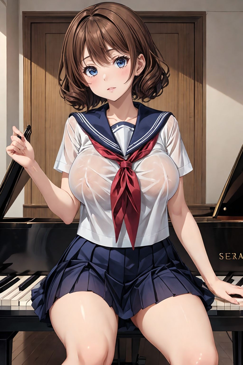 サンプル画像1:ピアノ教室で裏レッスン2(パソコン暖房) [d_350534]