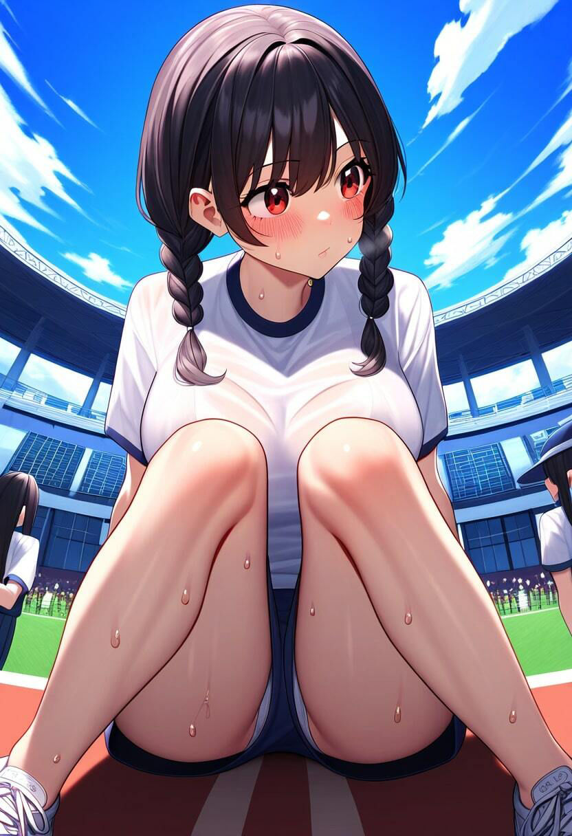 サンプル画像2:三つ編みの実妹が体操服でブラチラしてるのが生意気なので盗撮した話(みるく娘) [d_350585]