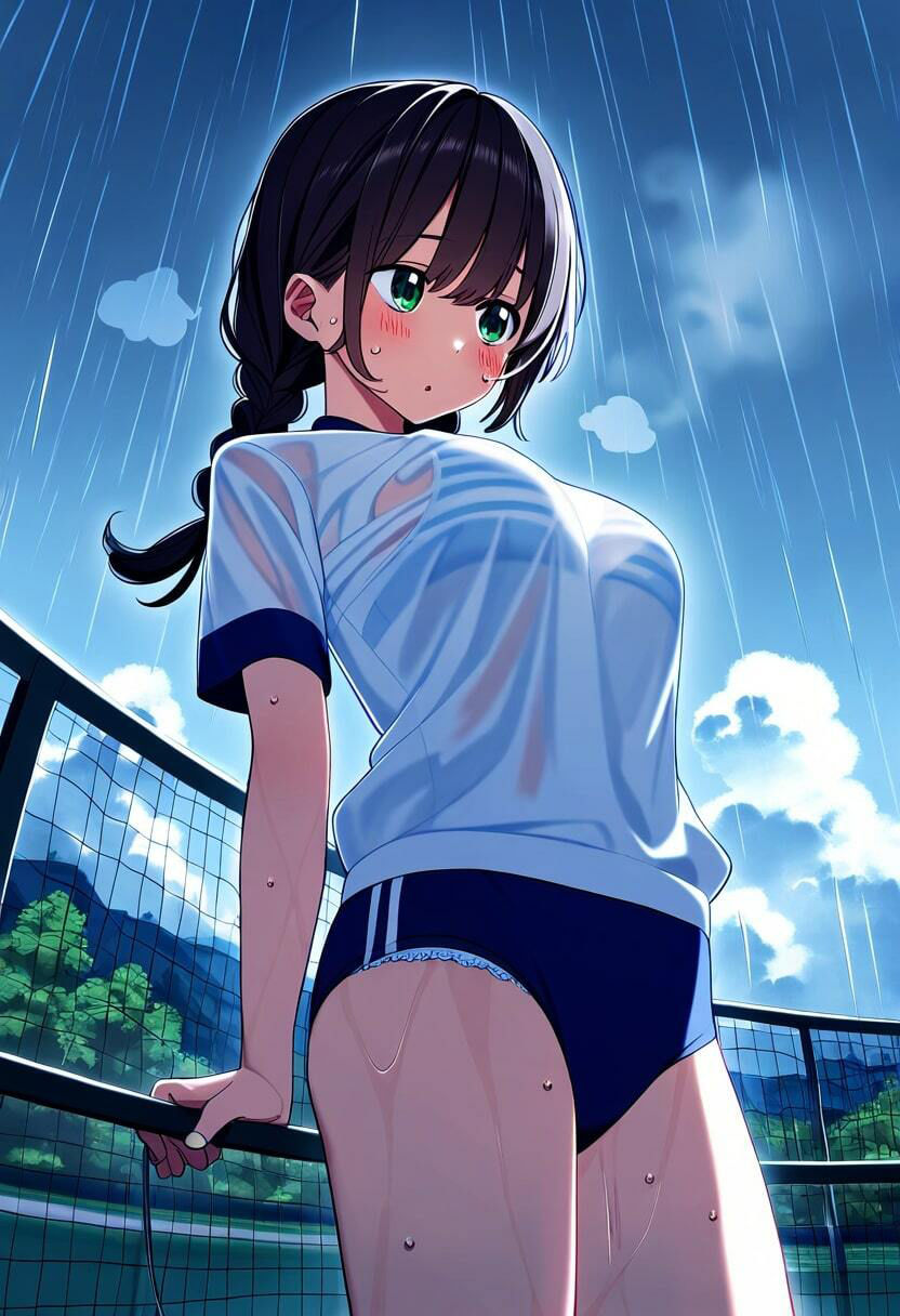 サンプル画像6:三つ編みの実妹が体操服でブラチラしてるのが生意気なので盗撮した話(みるく娘) [d_350585]