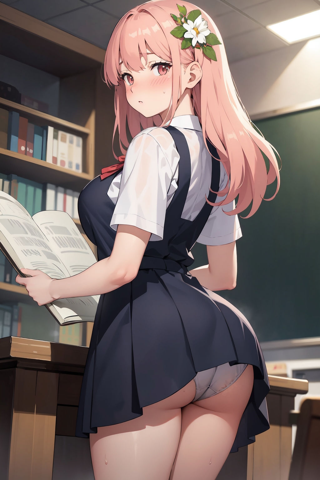 サンプル画像2:押しに弱い清楚な図書委員はクラスの男子に中出しされる(AI活) [d_350795]