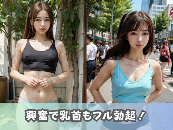 サンプル画像4:【爆乳対貧乳！】巨乳とちっぱいスポーツ女子がマラソン大会で激突！ポロリも続出！【スポブラ女子】(美女AIコレクション) [d_350951]