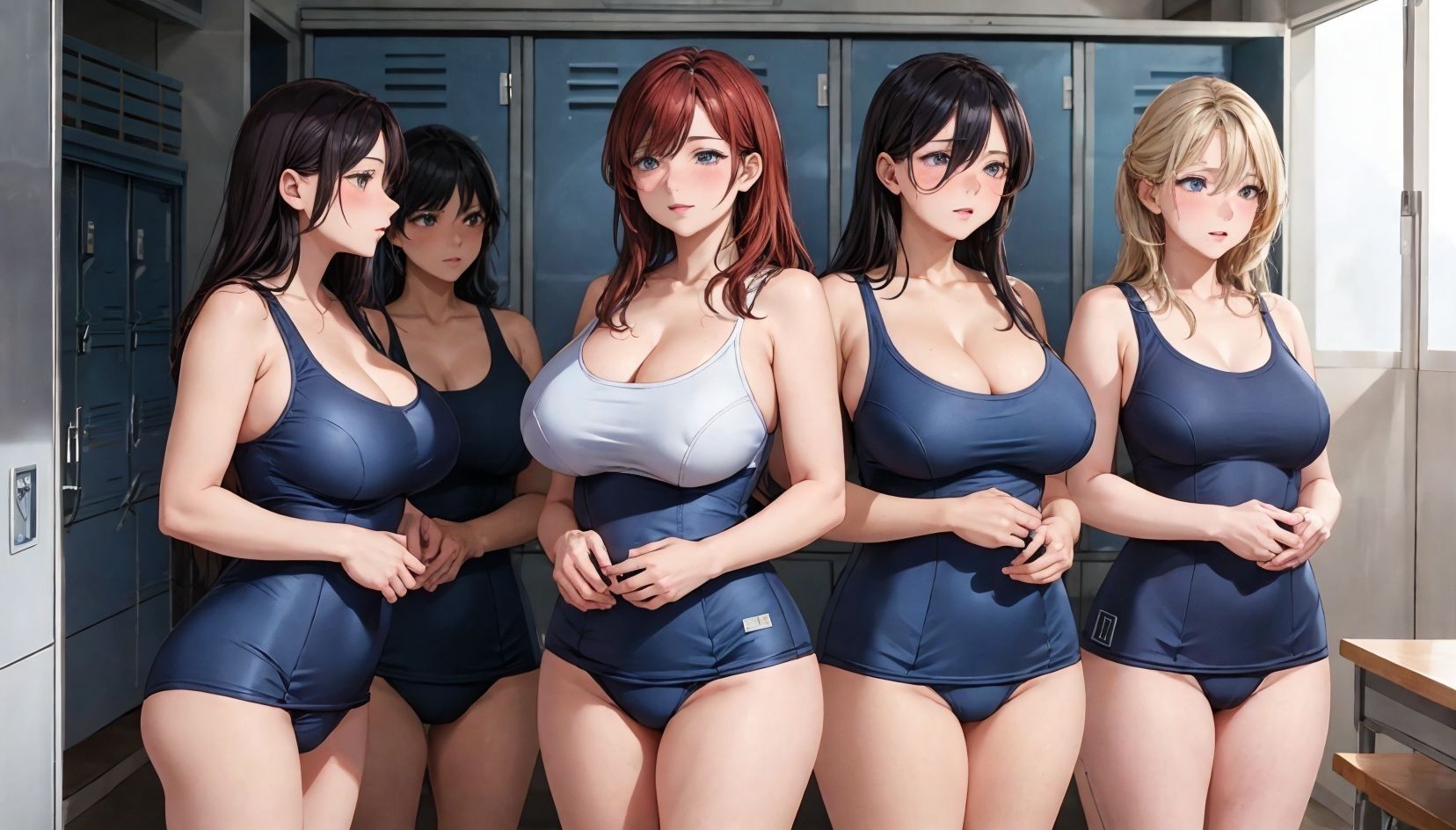 サンプル画像1:水着ハーレム学園(だらしない体) [d_351107]