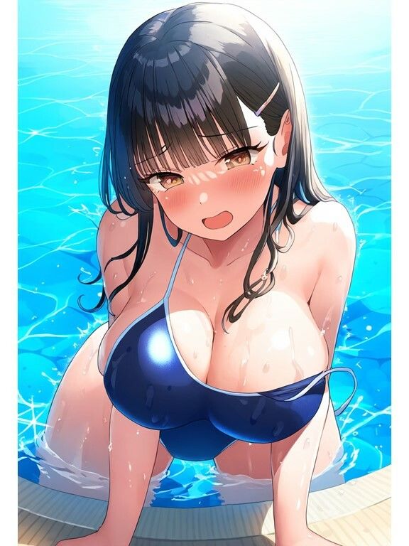 サンプル画像3:黒髪清楚なスクール水着の巨乳JKと中出しセックス【アヘ顔・フェラ・パイズリ】(AI欲イラスト屋さん：わんたんめん) [d_351170]